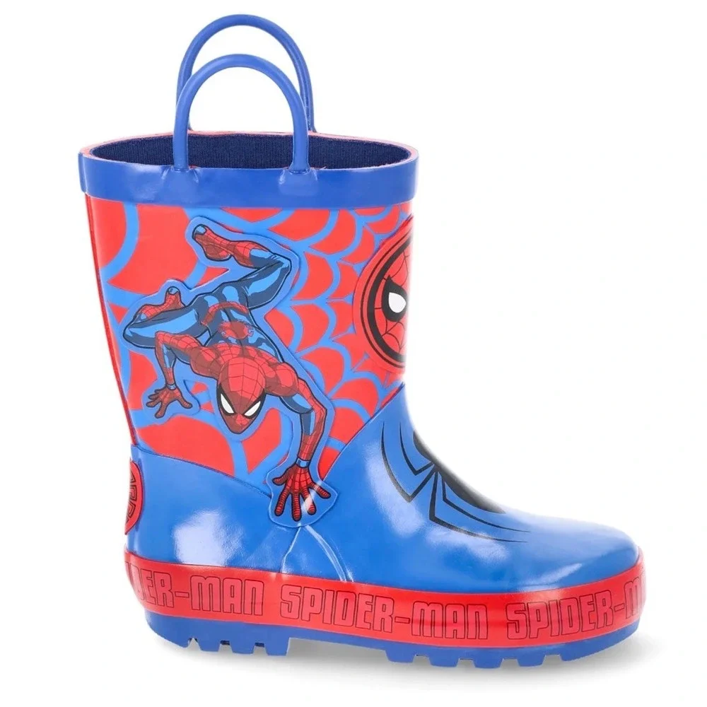 Marvel‎ Spider-Man Toddler Boys Rain Boots Blue Red Rubber Size 5/6 Waterproof